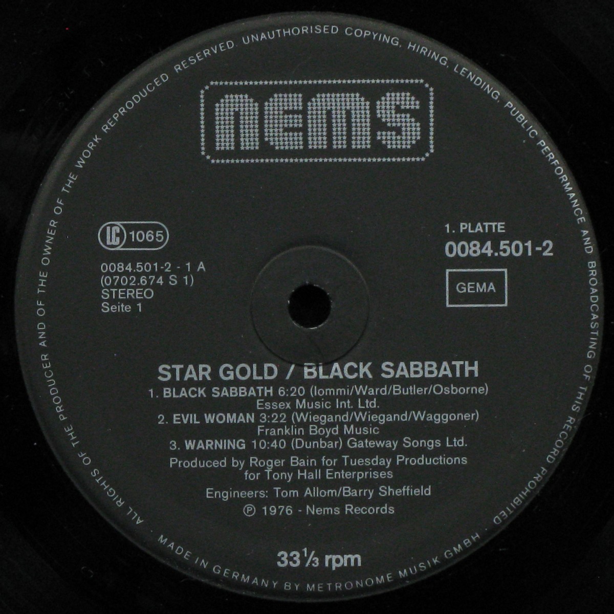 LP Black Sabbath — Star Gold (2LP) фото 3