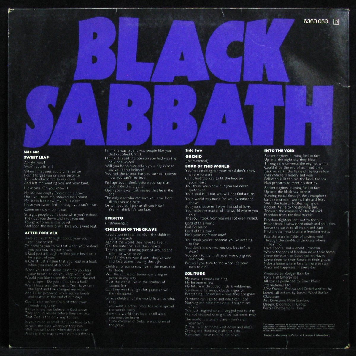 LP Black Sabbath — Master Of Reality фото 2