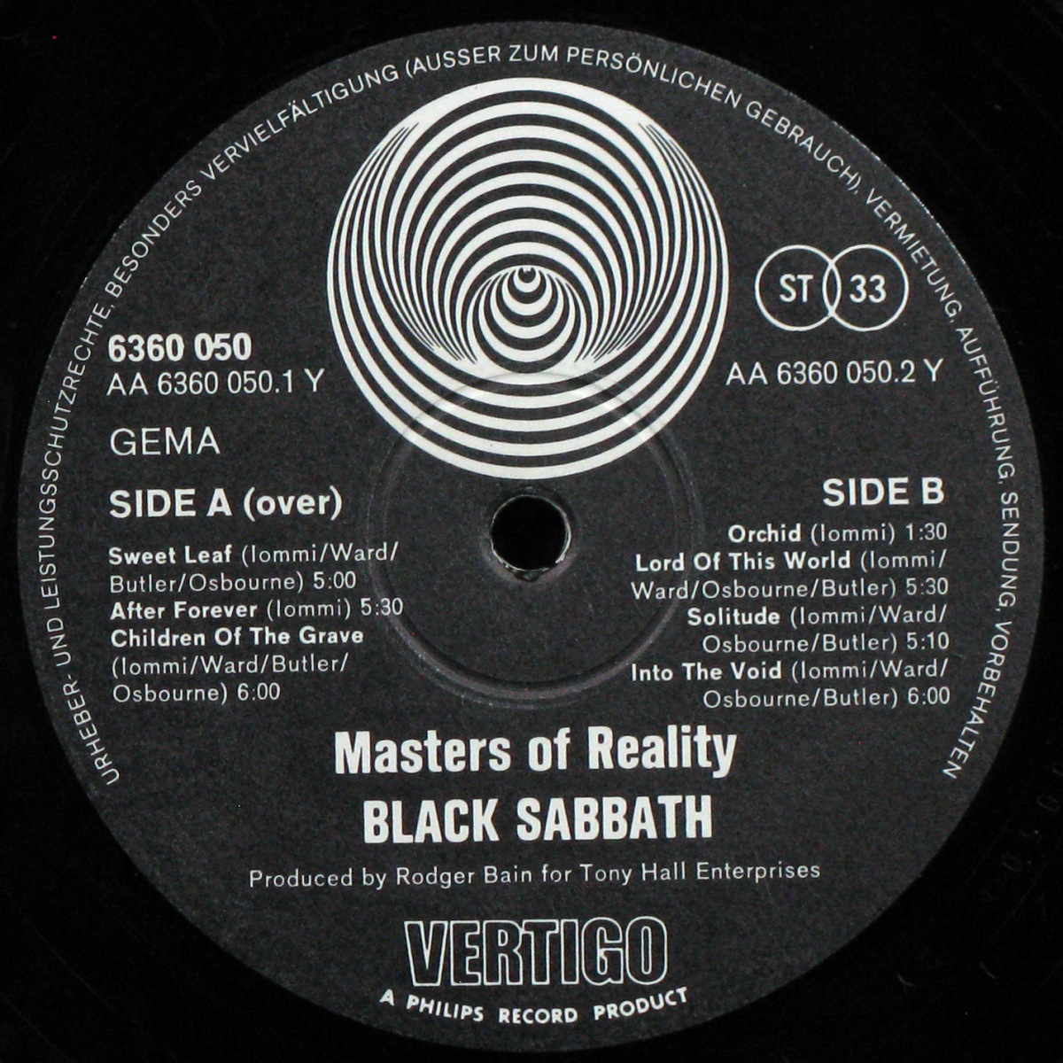 LP Black Sabbath — Master Of Reality фото 4