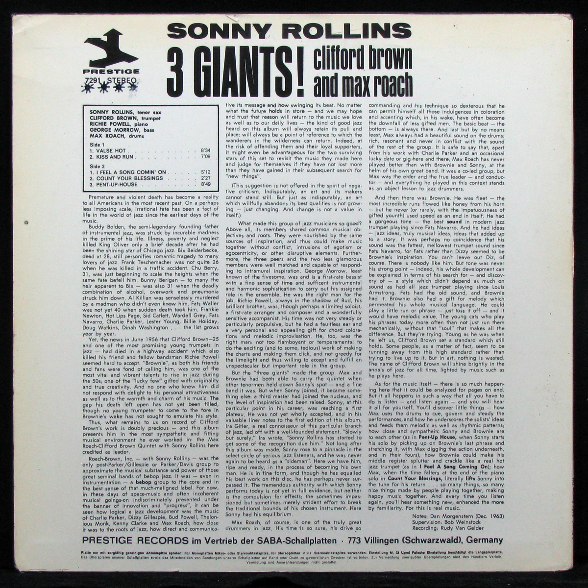 LP Sonny Rollins / Clifford Brown / Max Roach — 3 Giants! фото 2