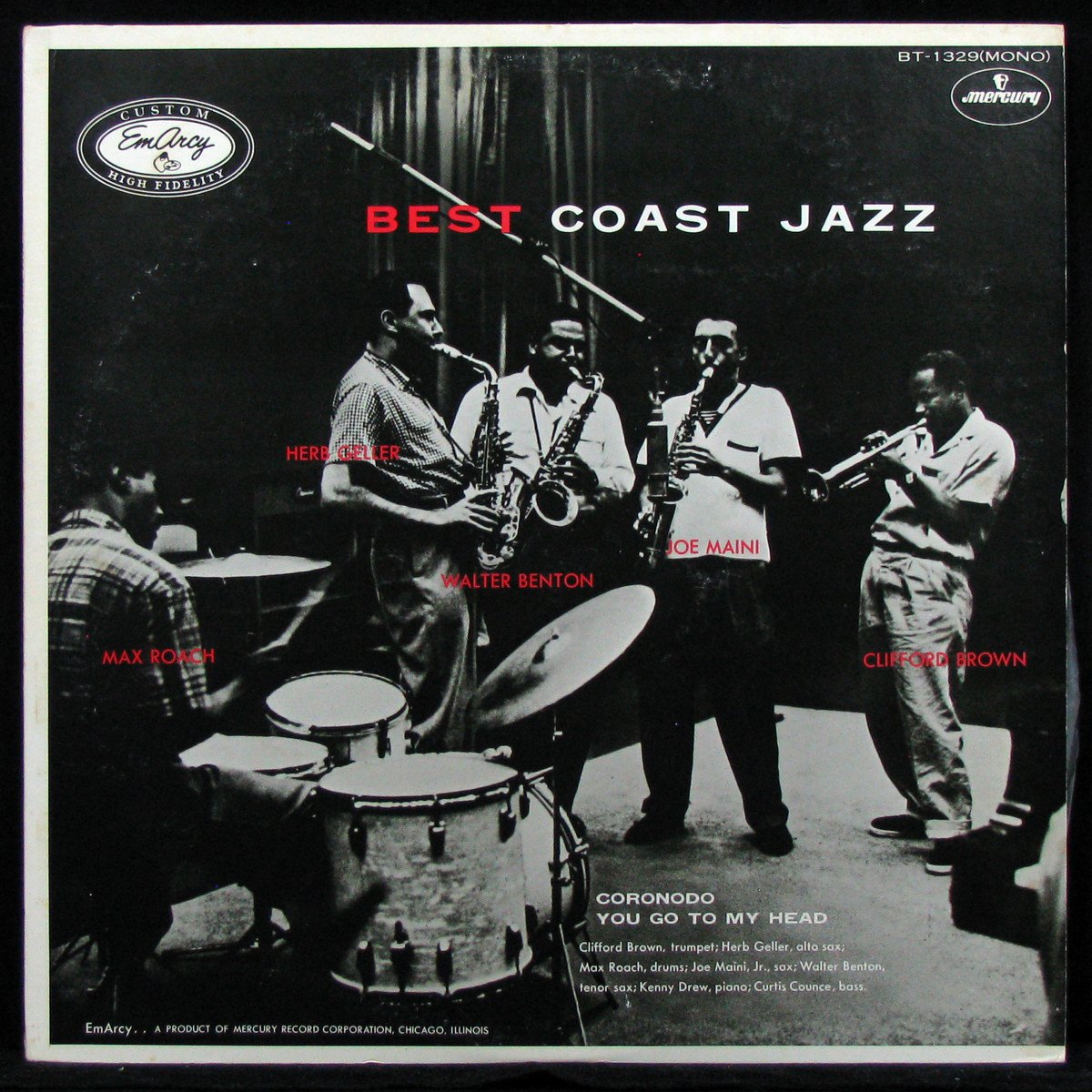 LP Max Roach / Herb Geller / Clifford Brown — Best Coast Jazz (mono) фото