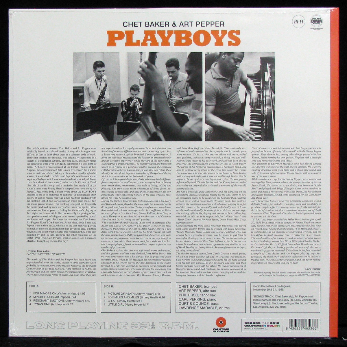 LP Chet Baker / Art Pepper — Playboys (coloured vinyl) фото 2