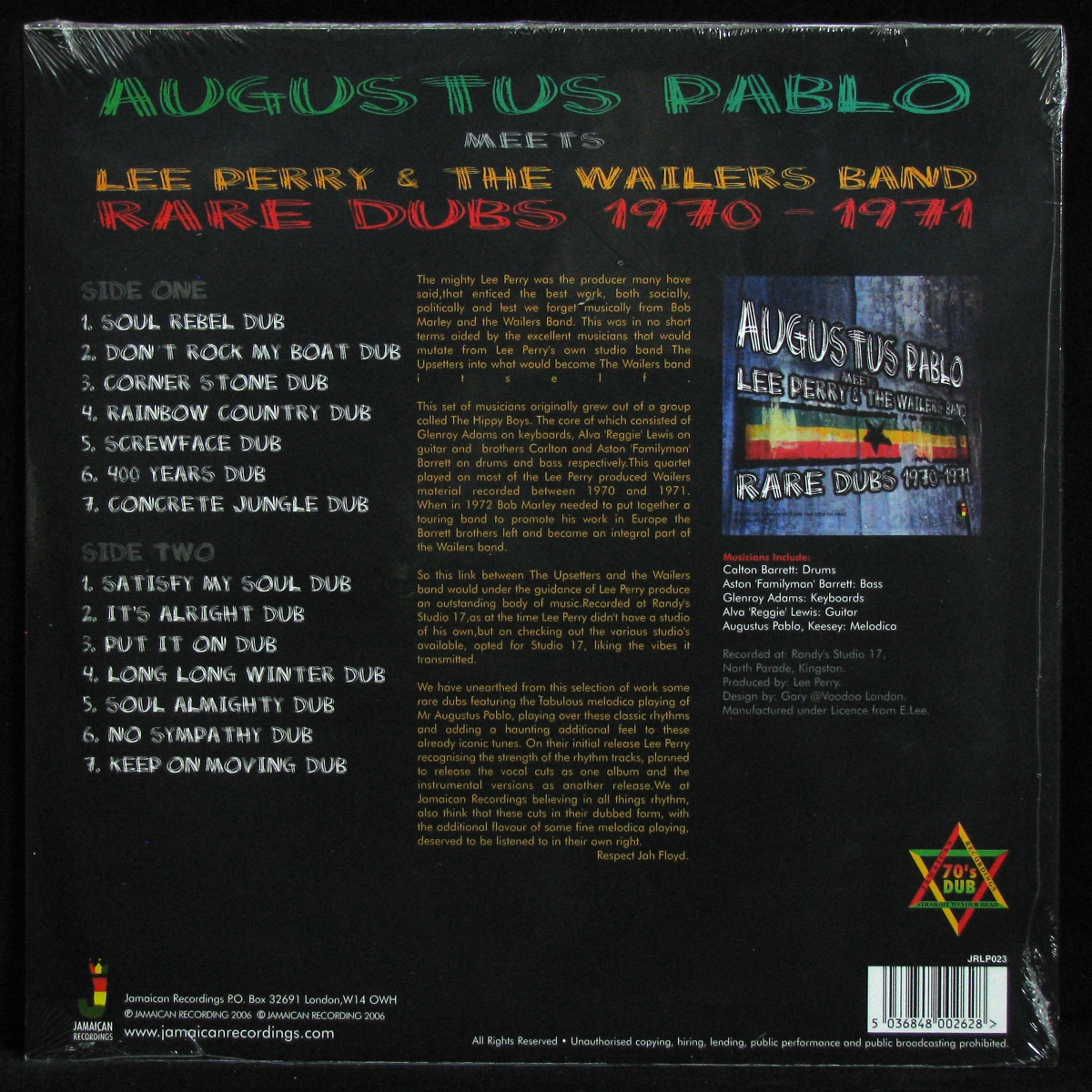 LP Augustus Pablo / Lee Perry & The Wailers Band — Rare Dubs 1970-1971 фото 2