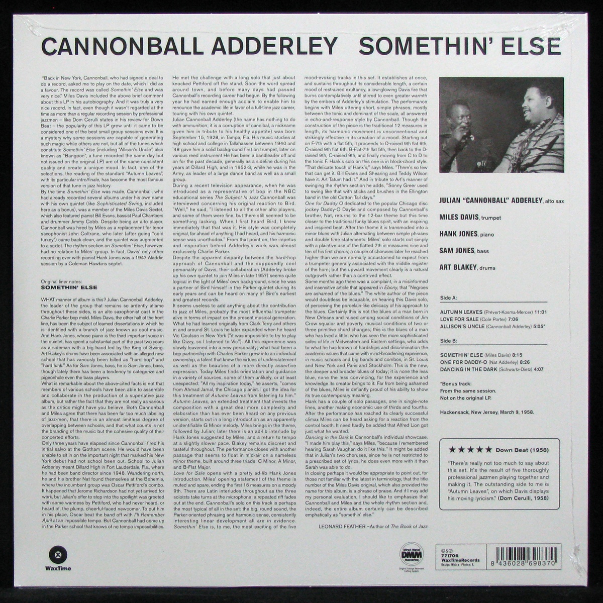LP Cannonball Adderley — Somethin' Else фото 2