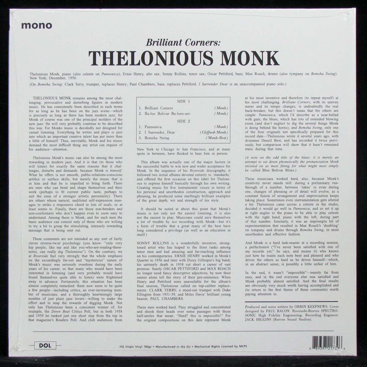 LP Thelonious Monk — Brilliant Corners (mono) фото 2