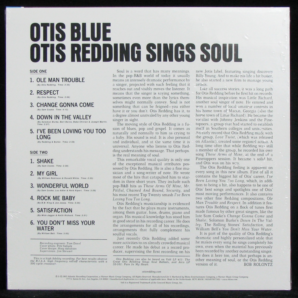 LP Otis Redding — Otis Blue / Otis Redding Sings Soul (clear vinyl, mono) фото 2