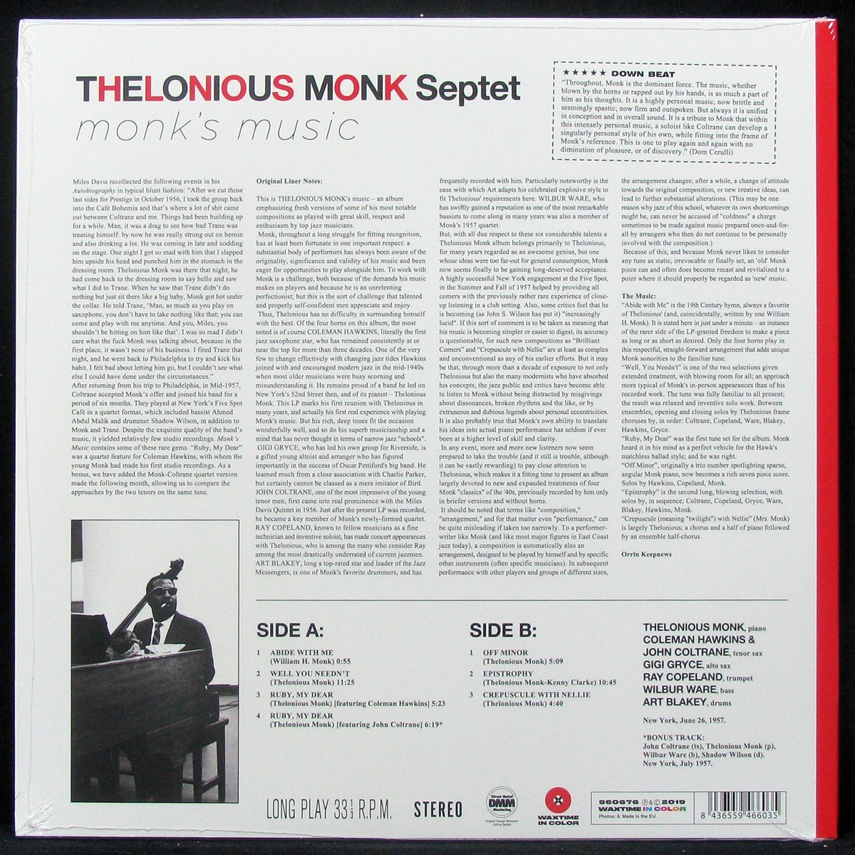 LP Thelonious Monk Septet — Monk's Music (coloured vinyl) фото 2