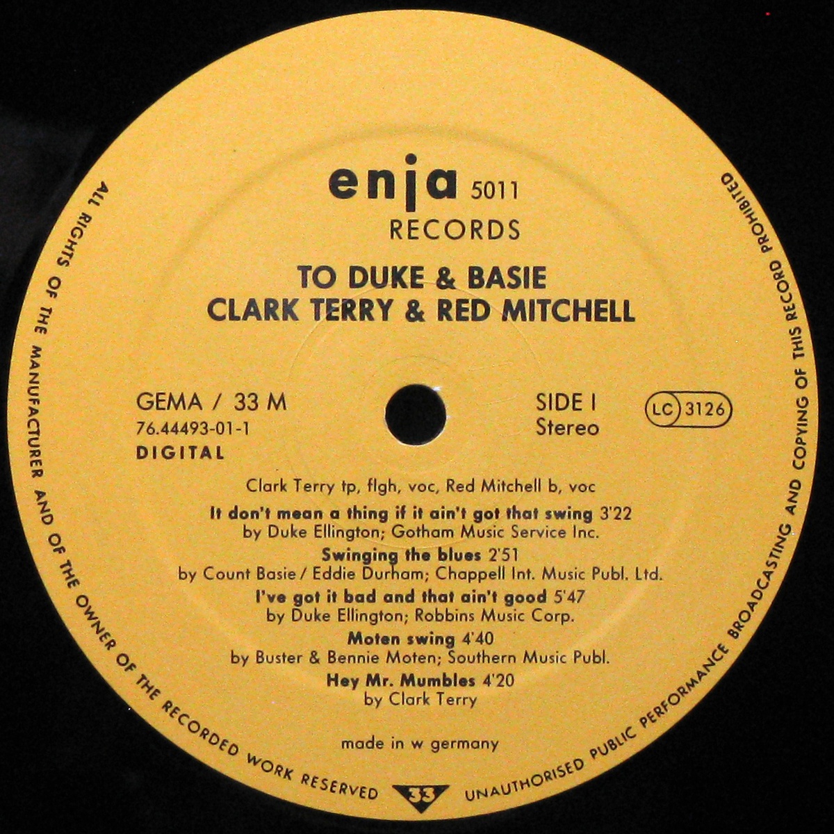 LP Clark Terry / Red Mitchell — To Duke And Basie фото 2