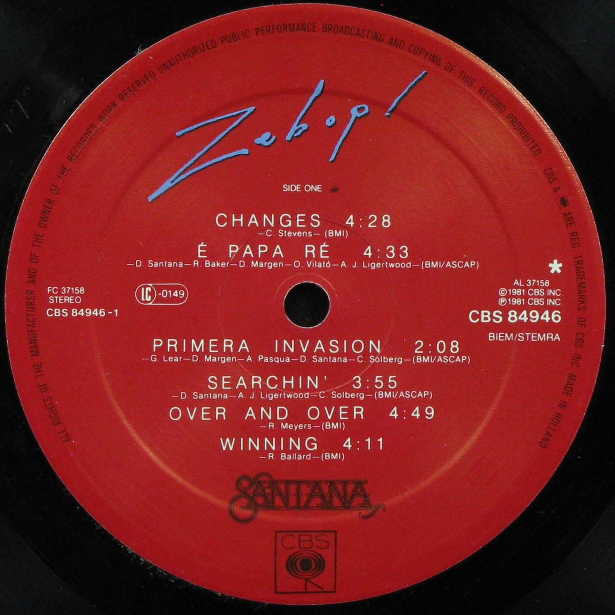 LP Santana — Zebop! фото 2