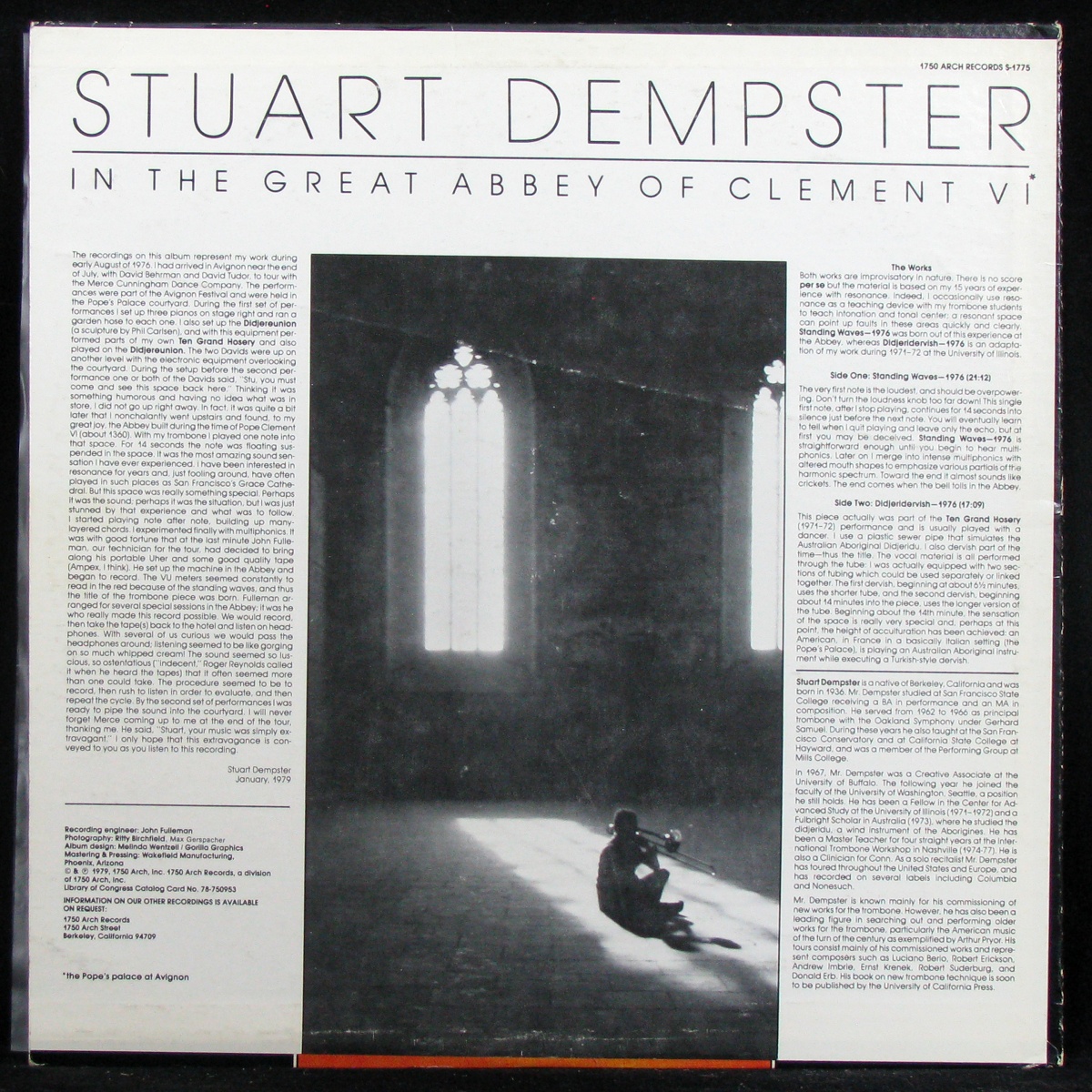 LP Stuart Dempster — In The Great Abbey Of Clement VI фото 2