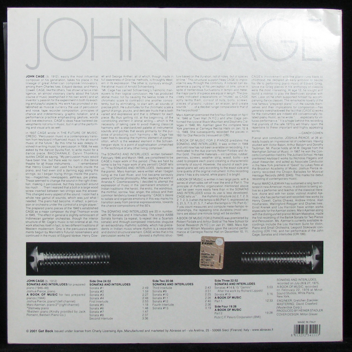LP John Cage — Sonatas And Interludes / A Book Of Music (2LP) фото 2