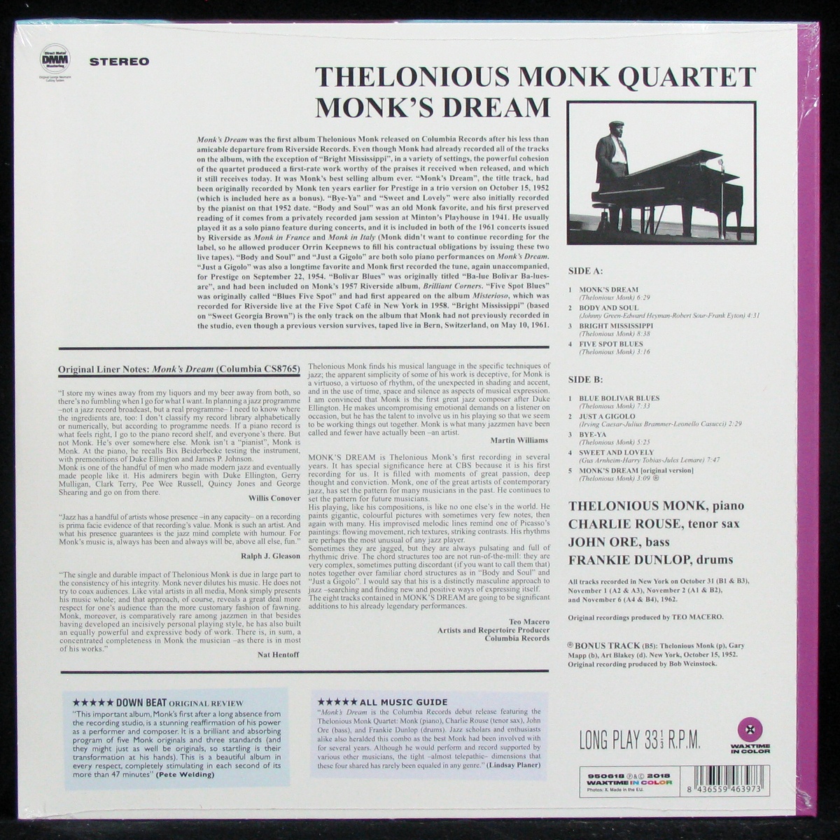 LP Thelonious Monk Quartet — Monk's Dream (coloured vinyl) фото 2