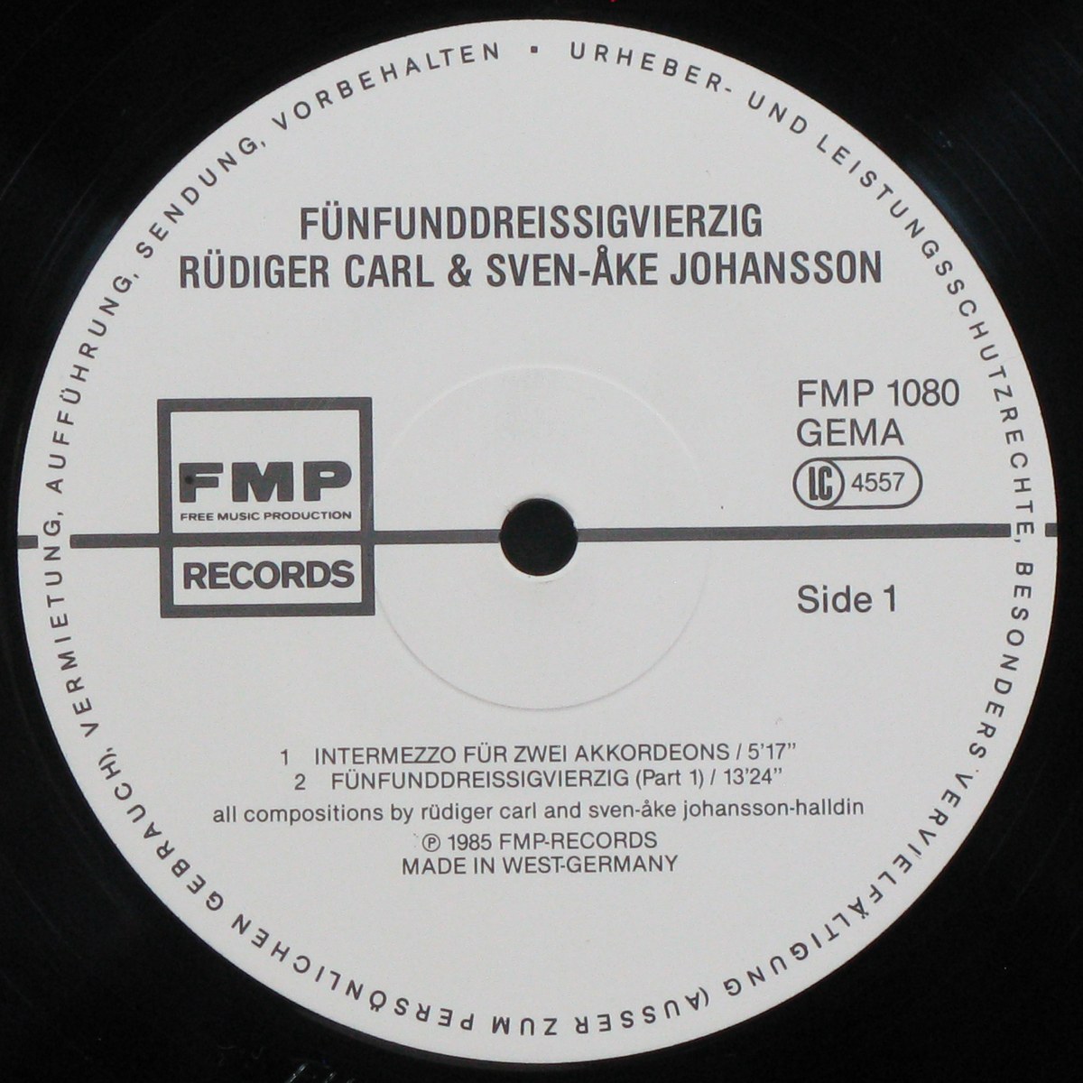 LP Rudiger Carl & Sven-Ake Johansson — Funfunddreissigvierzig фото 3