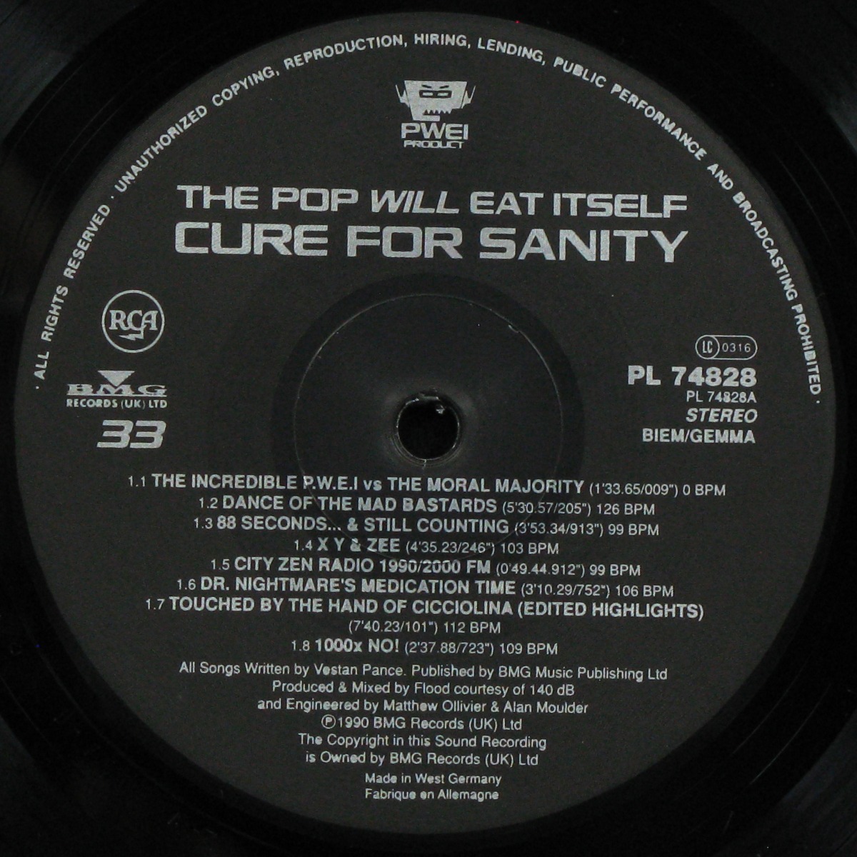 LP Pop Will Eat Itself — Cure For Sanity фото 3