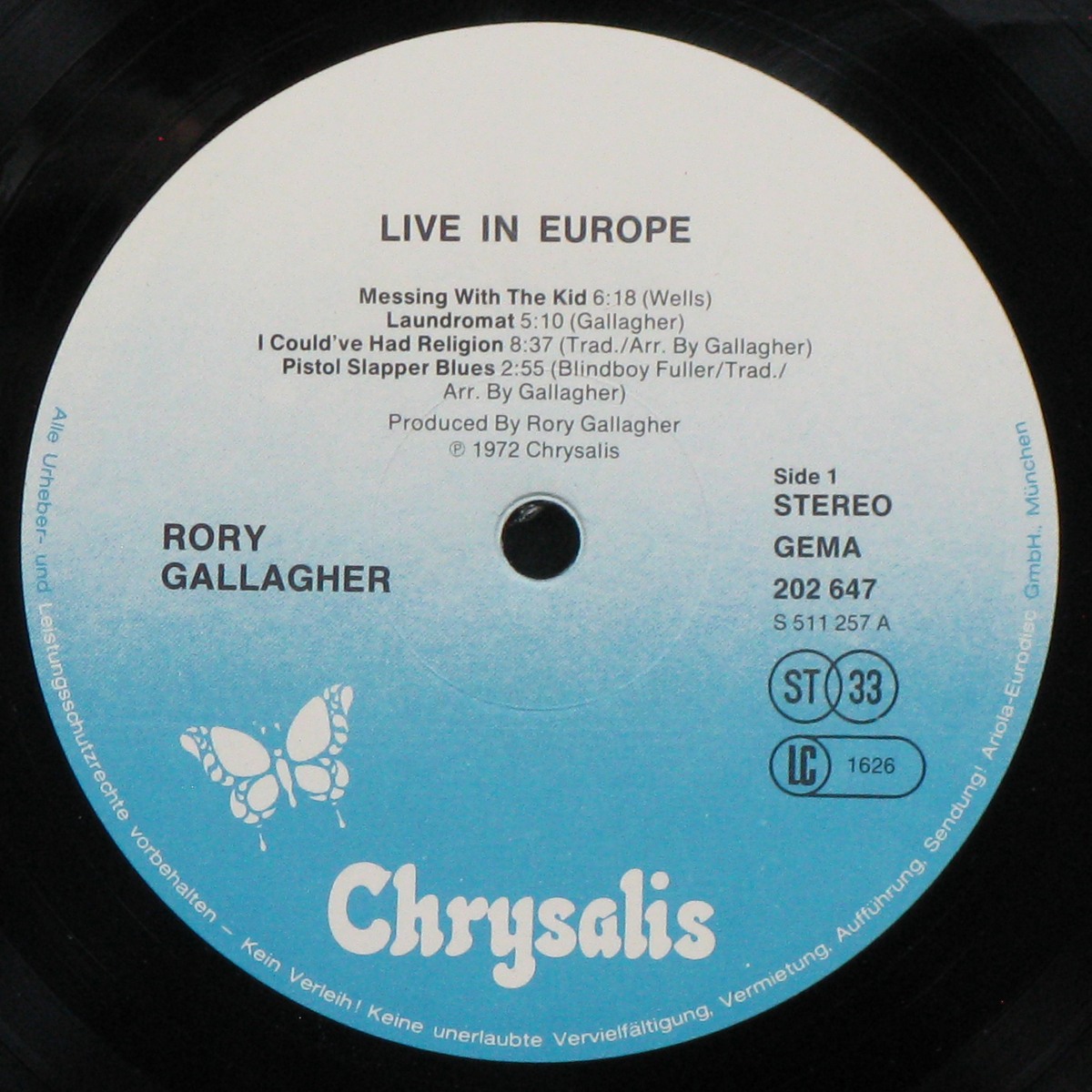 LP Rory Gallagher — Live! In Europe фото 2