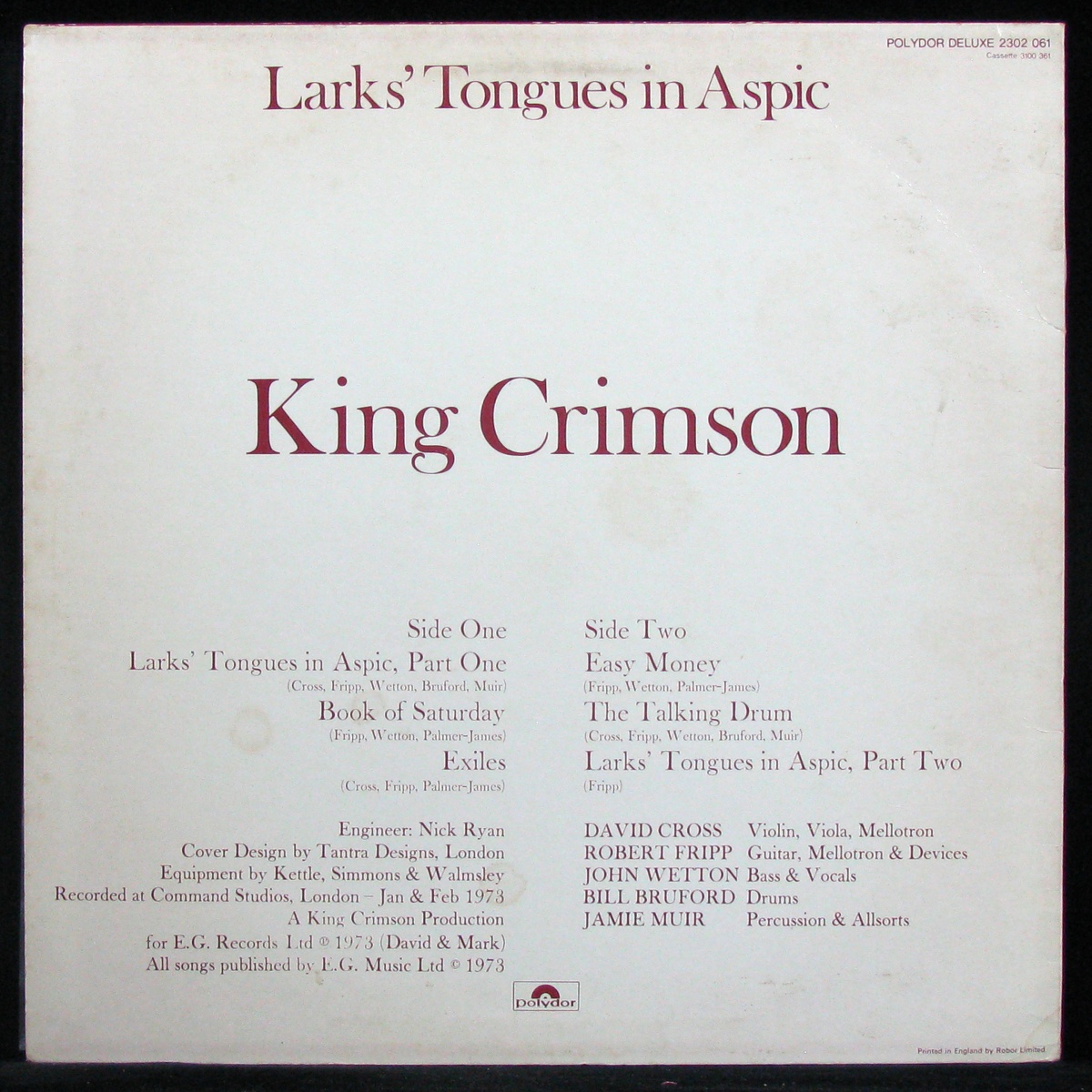 LP King Crimson — Larks' Tongues In Aspic фото 2