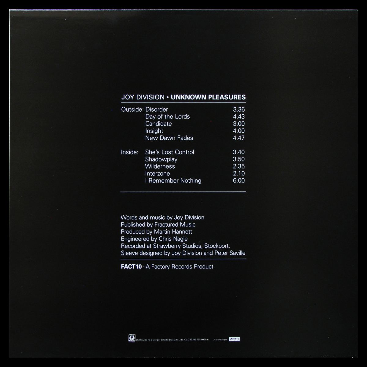 LP Joy Division — Unknown Pleasures (coloured vinyl) фото 2