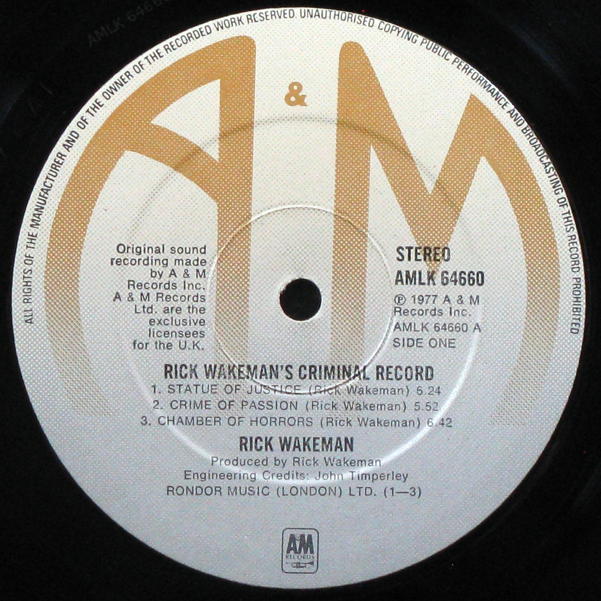 LP Rick Wakeman — Criminal Record (promo) фото 2