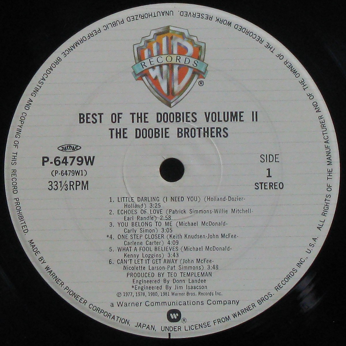 LP Doobie Brothers — Best Of The Doobies - Volume II фото 2