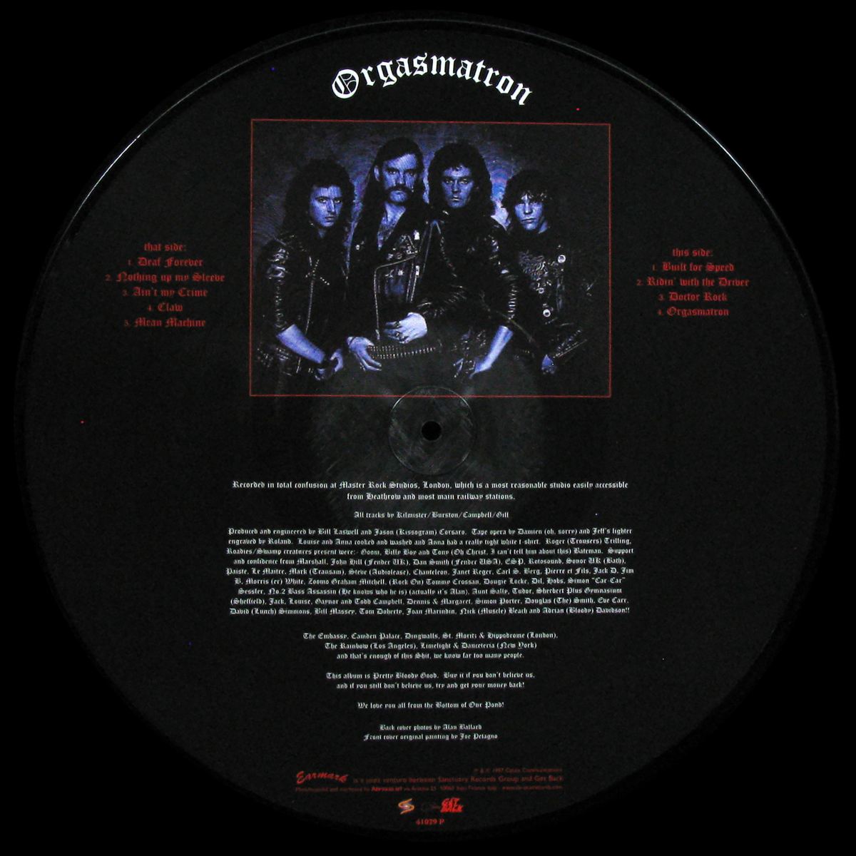 LP Motorhead — Orgasmatron (picture disc) фото 2