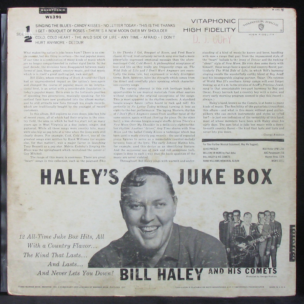 LP Bill Haley And His Comets — Haley's Juke Box (promo) фото 2