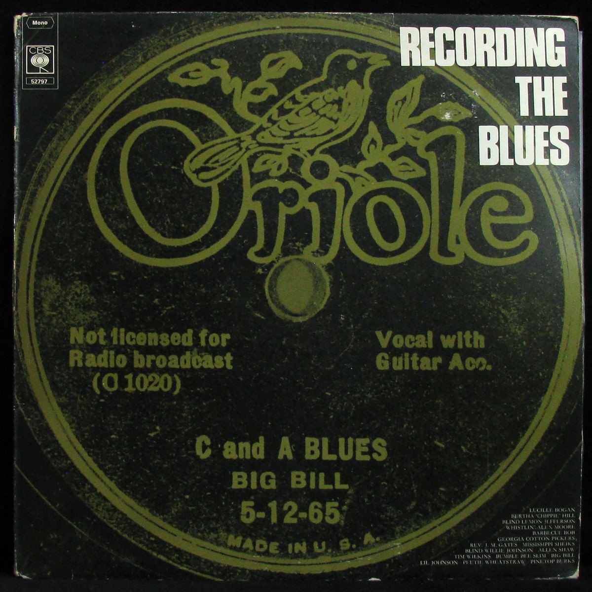 LP V/A — Recording The Blues (mono) фото