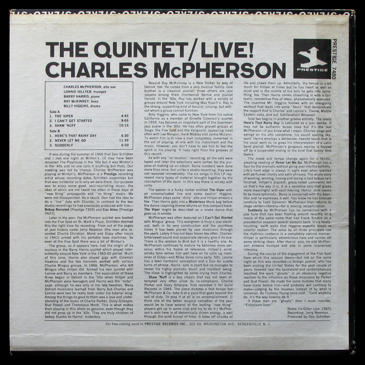 LP Charles McPherson — Quintet/Live! фото 2