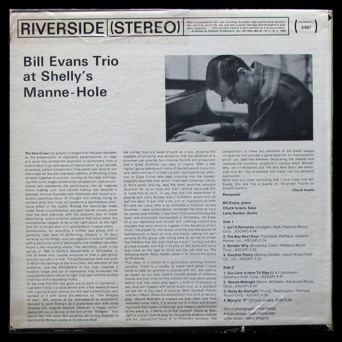 LP Bill Evans Trio — At Shelly's Manne-Hole, Hollywood, California фото 2