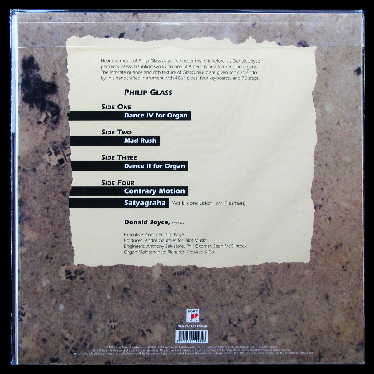 LP Philip Glass / Donald Joyce — Glass Organ Works (Music Of Philip Glass) (2LP) фото 2