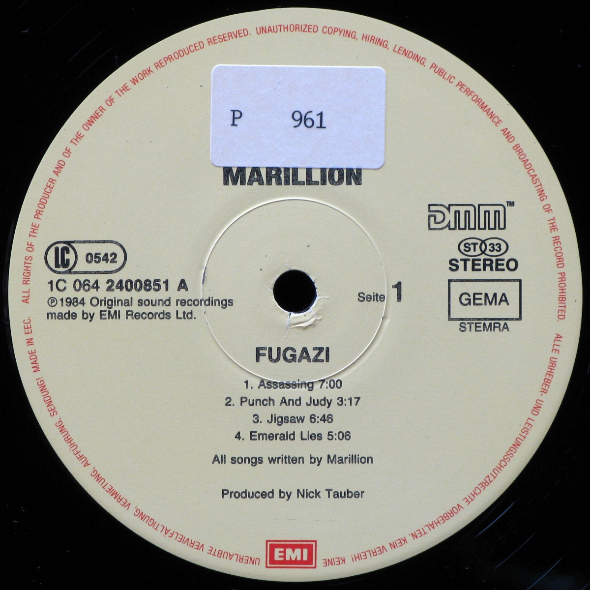 LP Marillion — Fugazi фото 3
