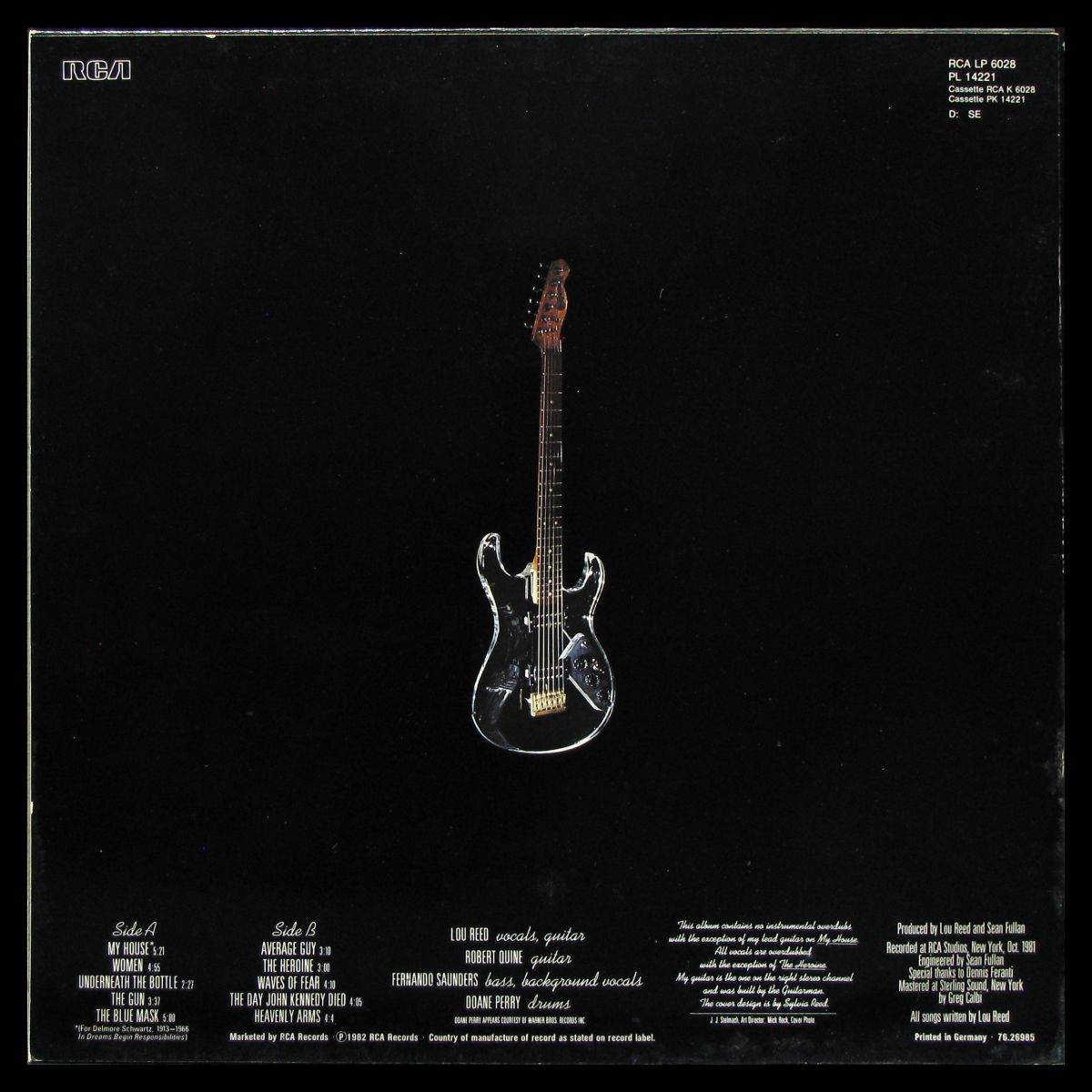 LP Lou Reed — Blue Mask фото 2