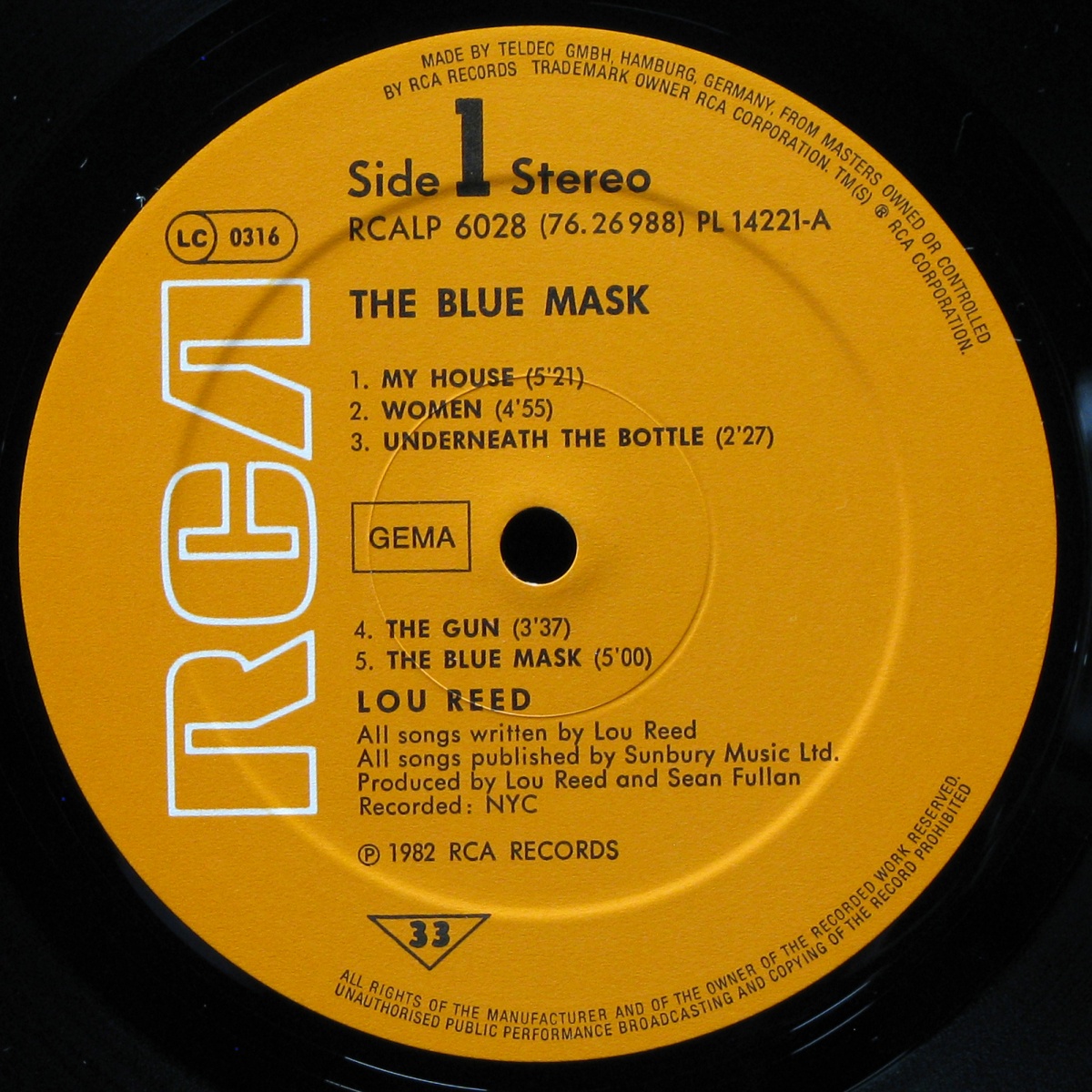 LP Lou Reed — Blue Mask фото 3