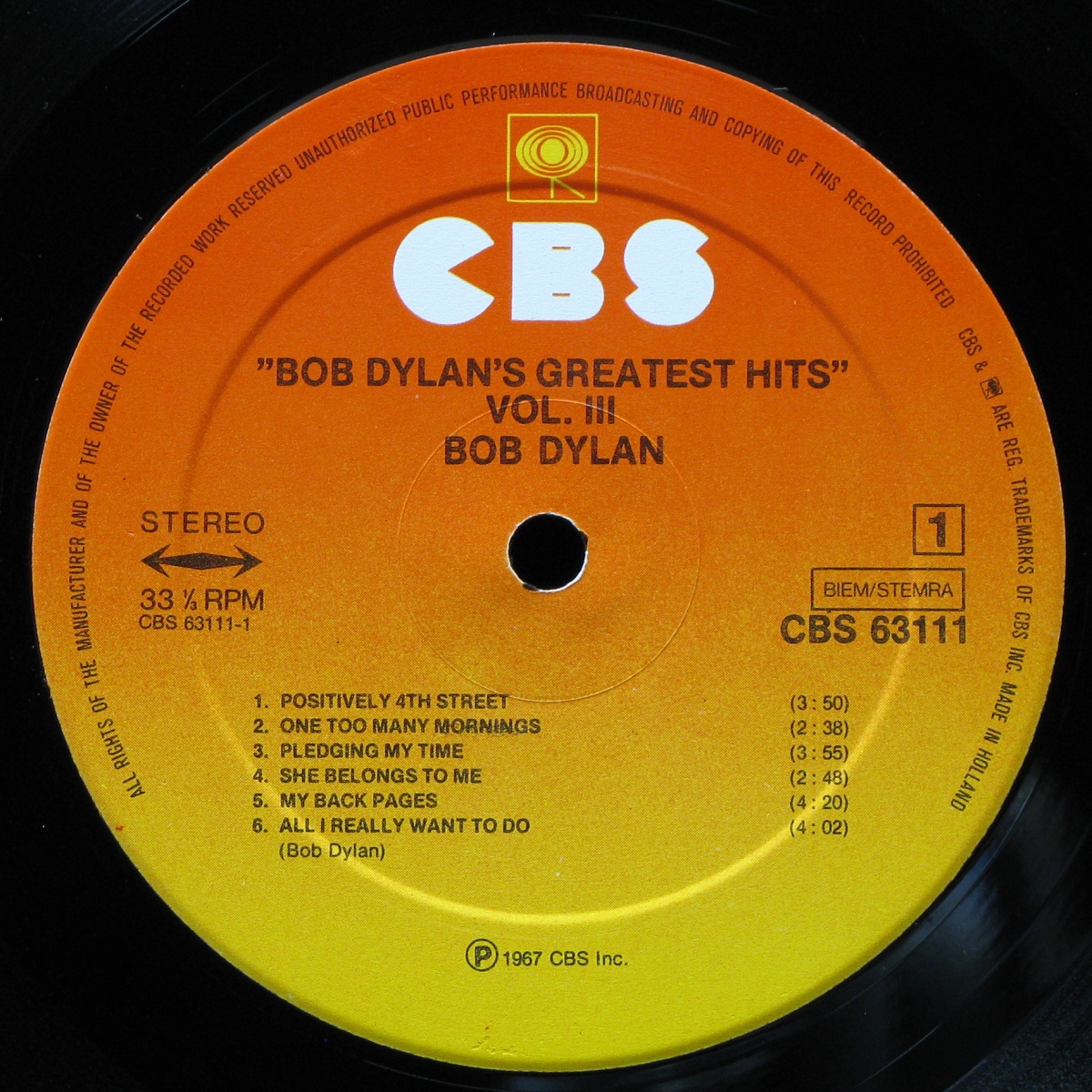 LP Bob Dylan — Bob Dylan's Greatest Hits Vol III фото 2