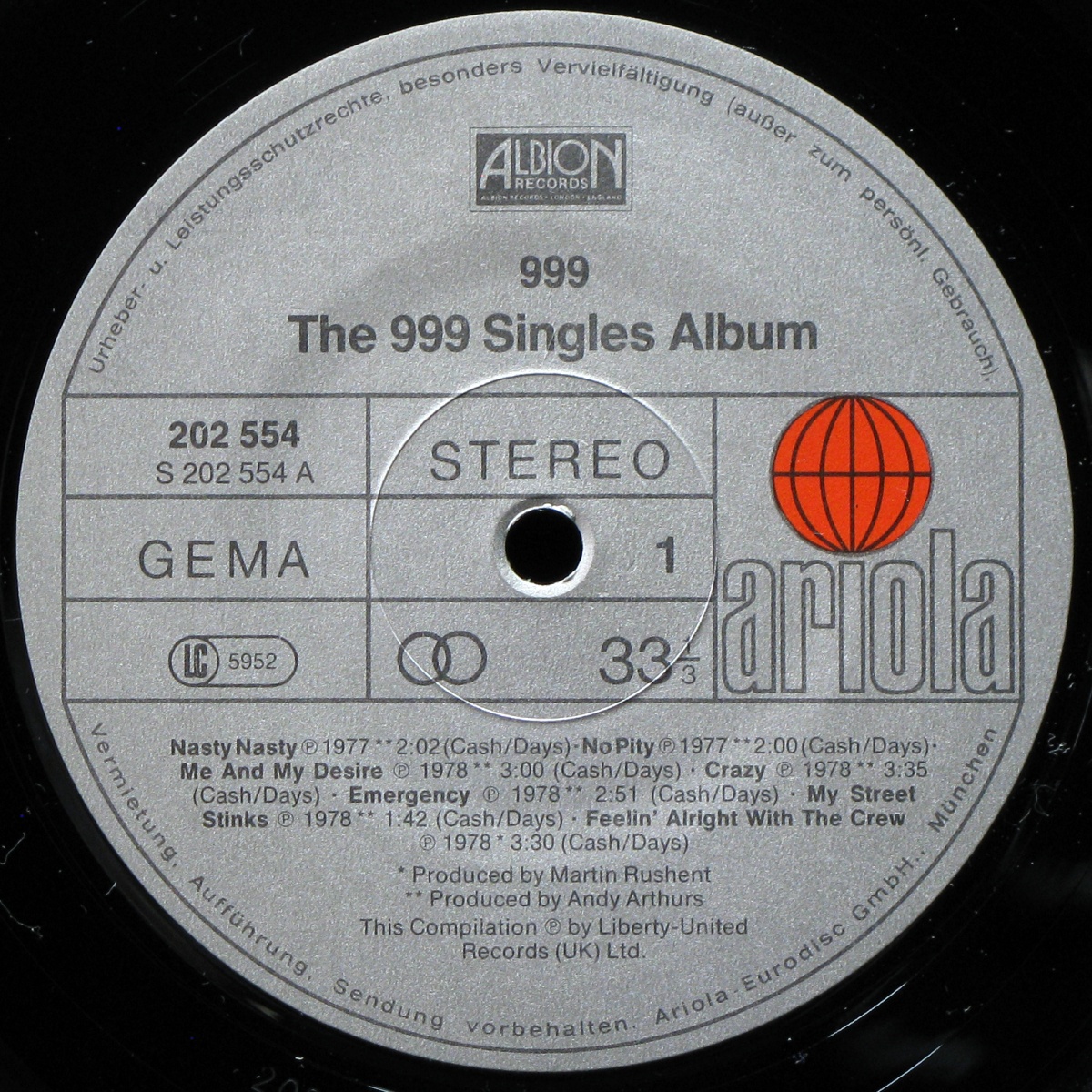 LP 999 — 999 Singles Album фото 2