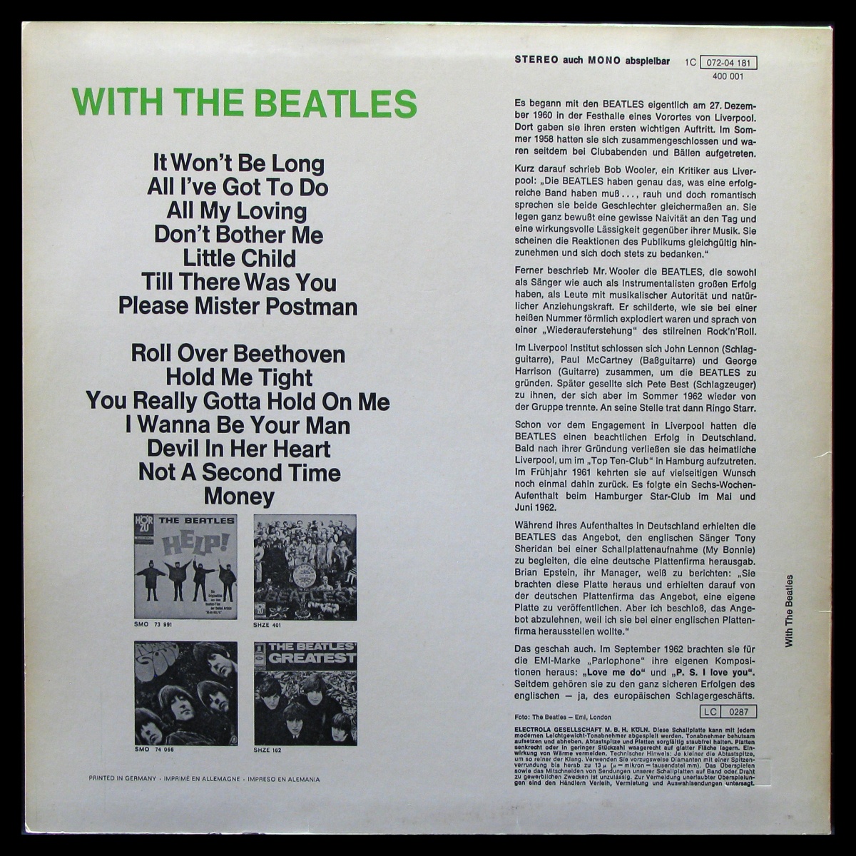 LP Beatles — With The Beatles фото 2
