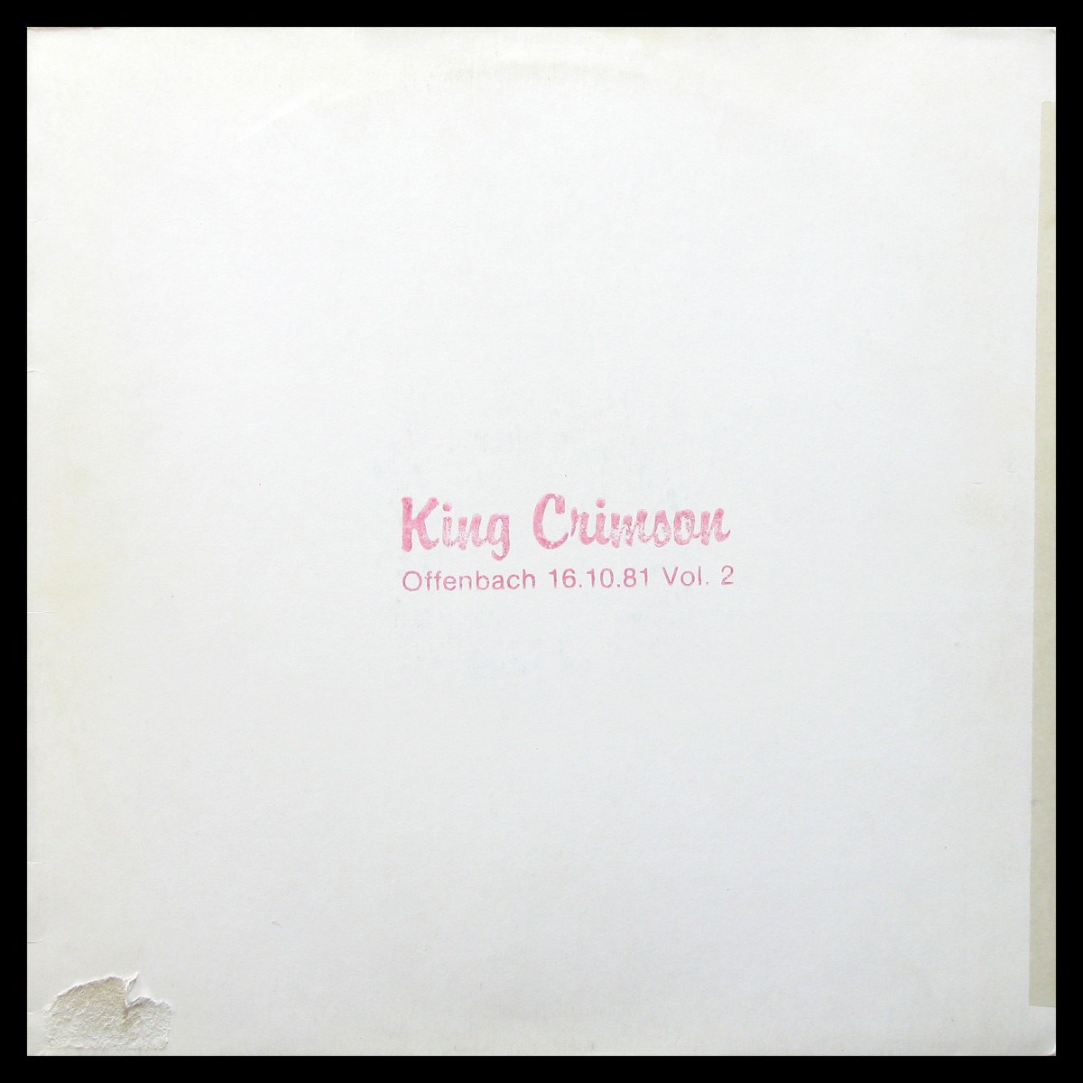 LP King Crimson — Offenbach 16.10.81 Vol. 2 фото