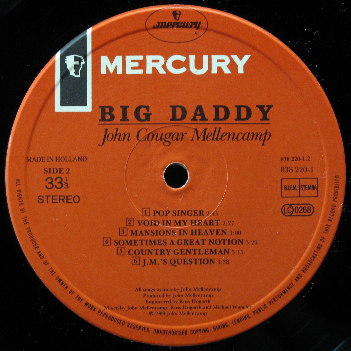 LP John Cougar Mellencamp — Big Daddy фото 2