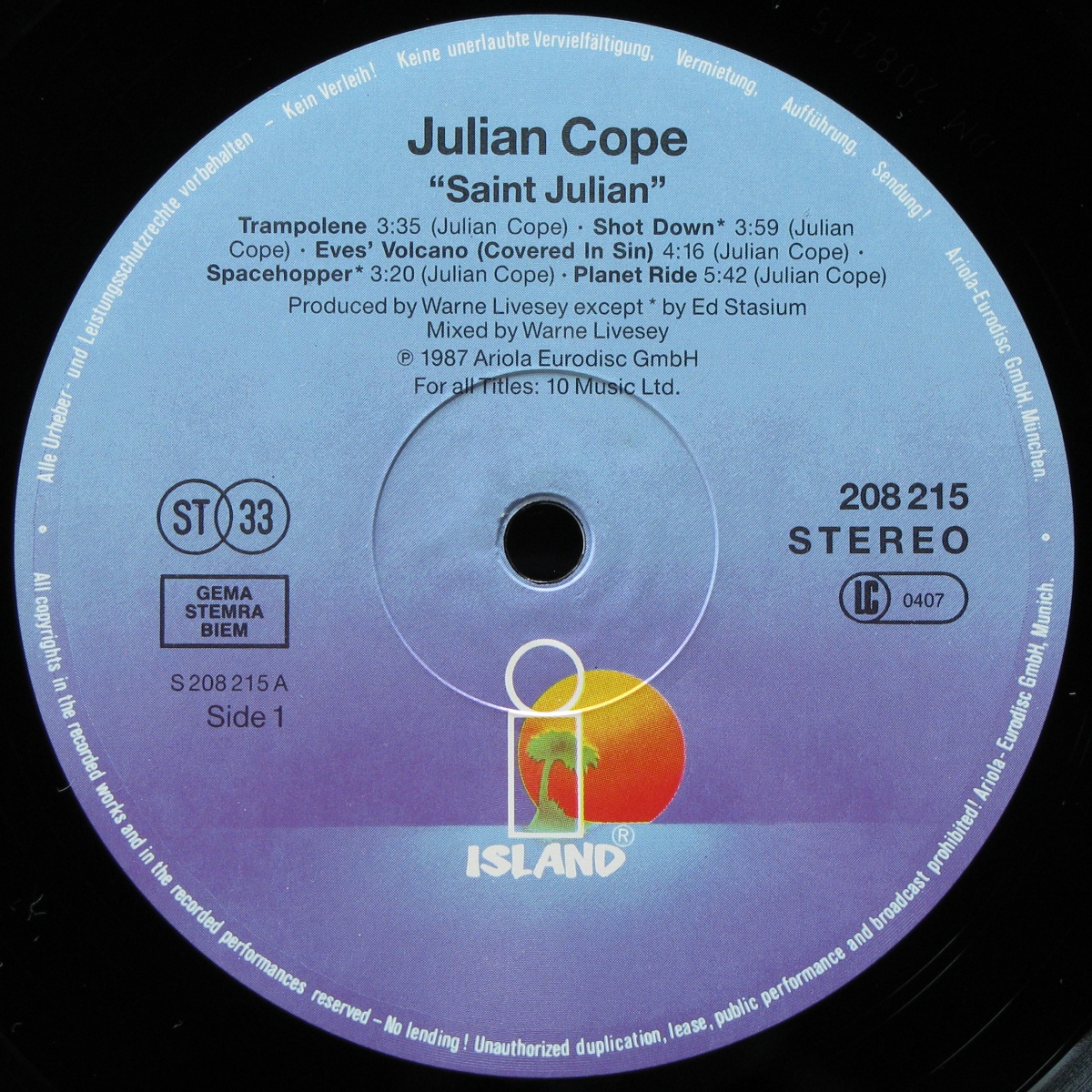 LP Julian Cope — Saint Julian фото 2