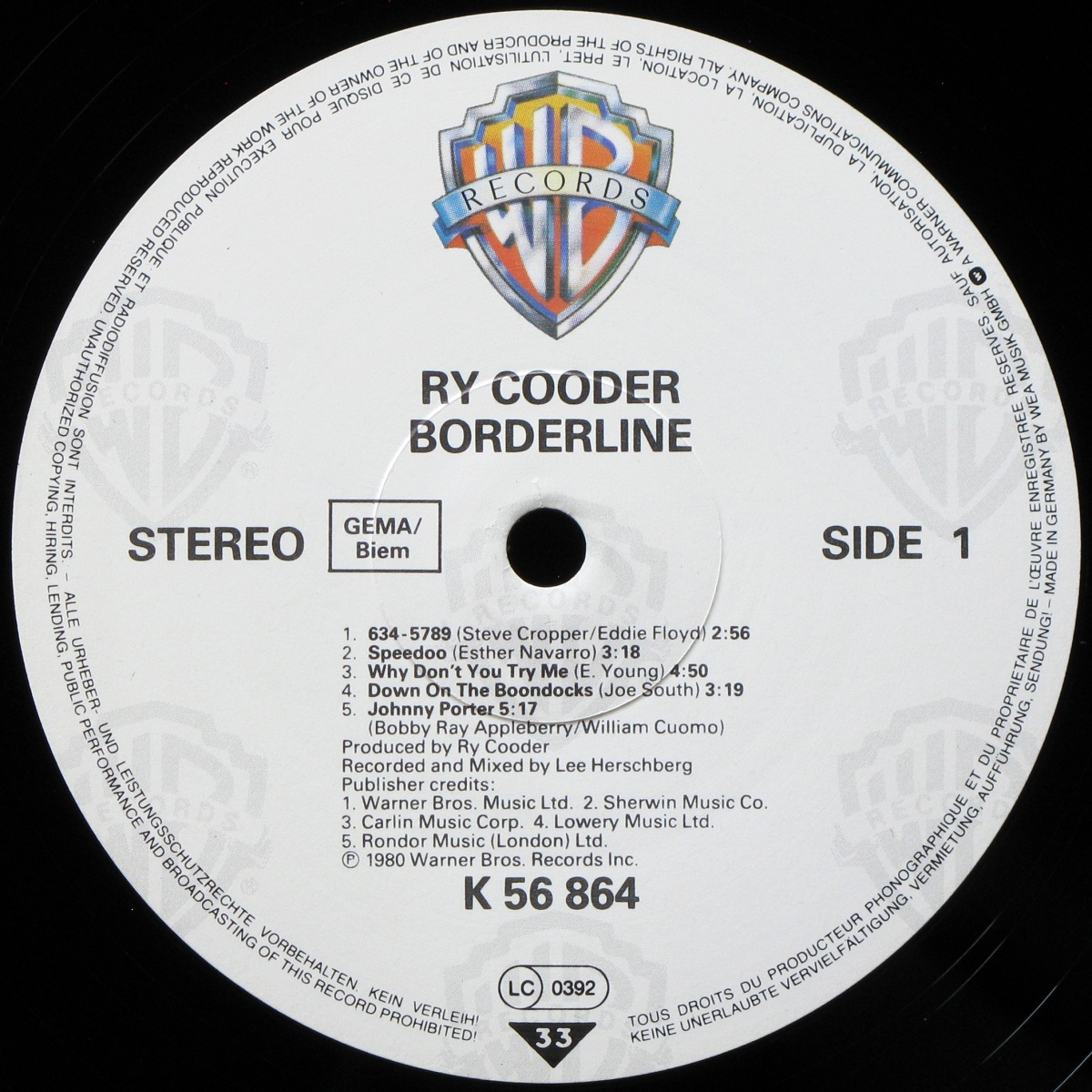 LP Ry Cooder — Borderline фото 2