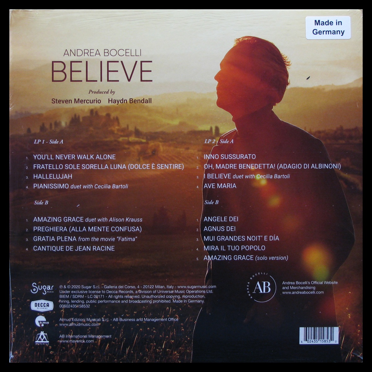 LP Andrea Bocelli — Believe (2LP) фото 2