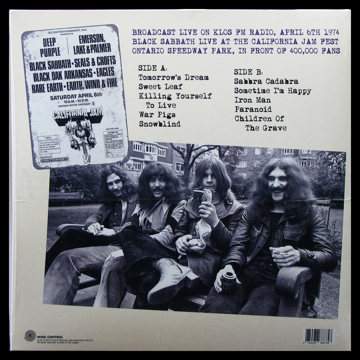 LP Black Sabbath — Live From The Ontario Speedway Park, April 6th 1974: KLOS-FM Broadcast фото 2