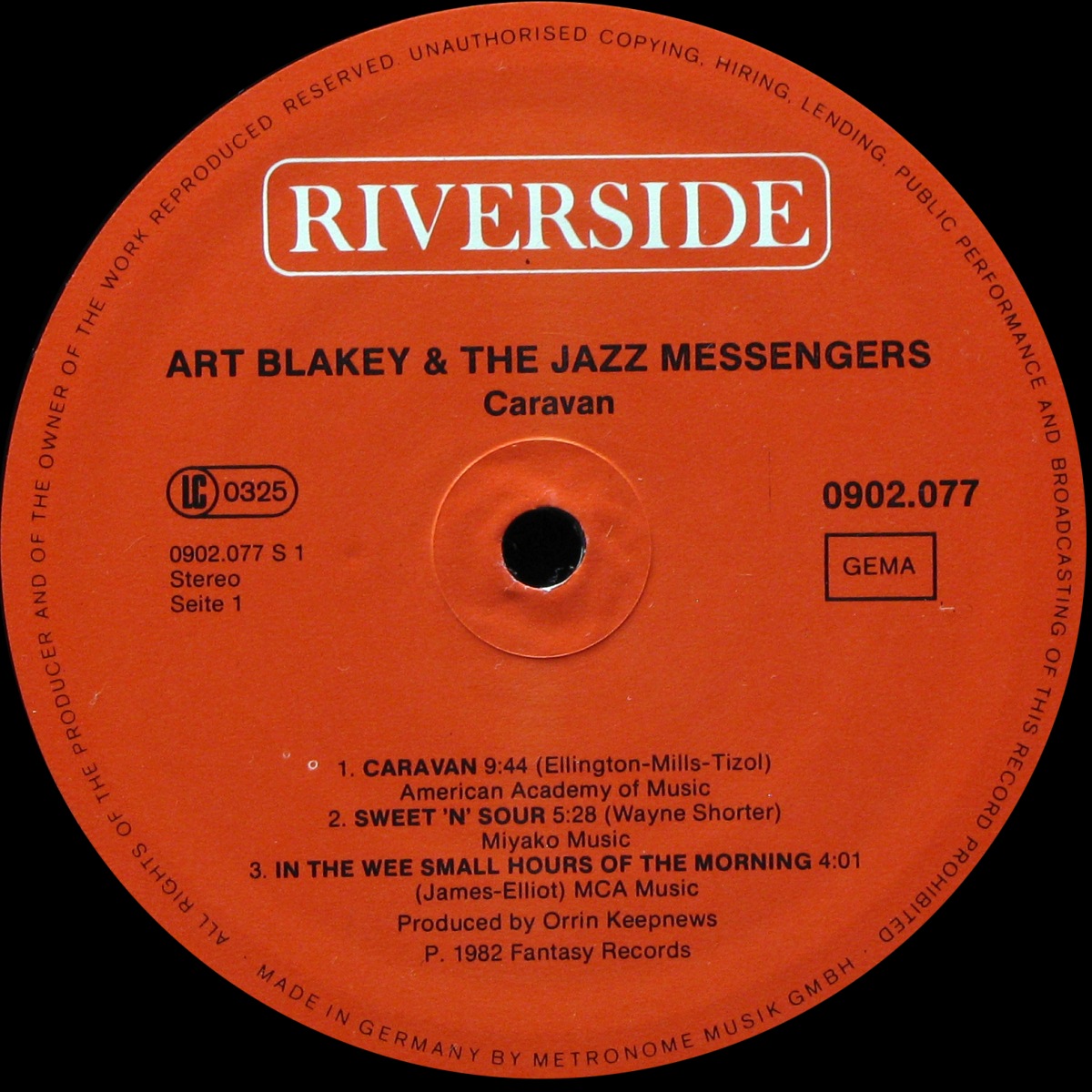 Пластинка Art Blakey & The Jazzmessengers Big Band - Caravan, 1982, NM/NM,  арт. 342897