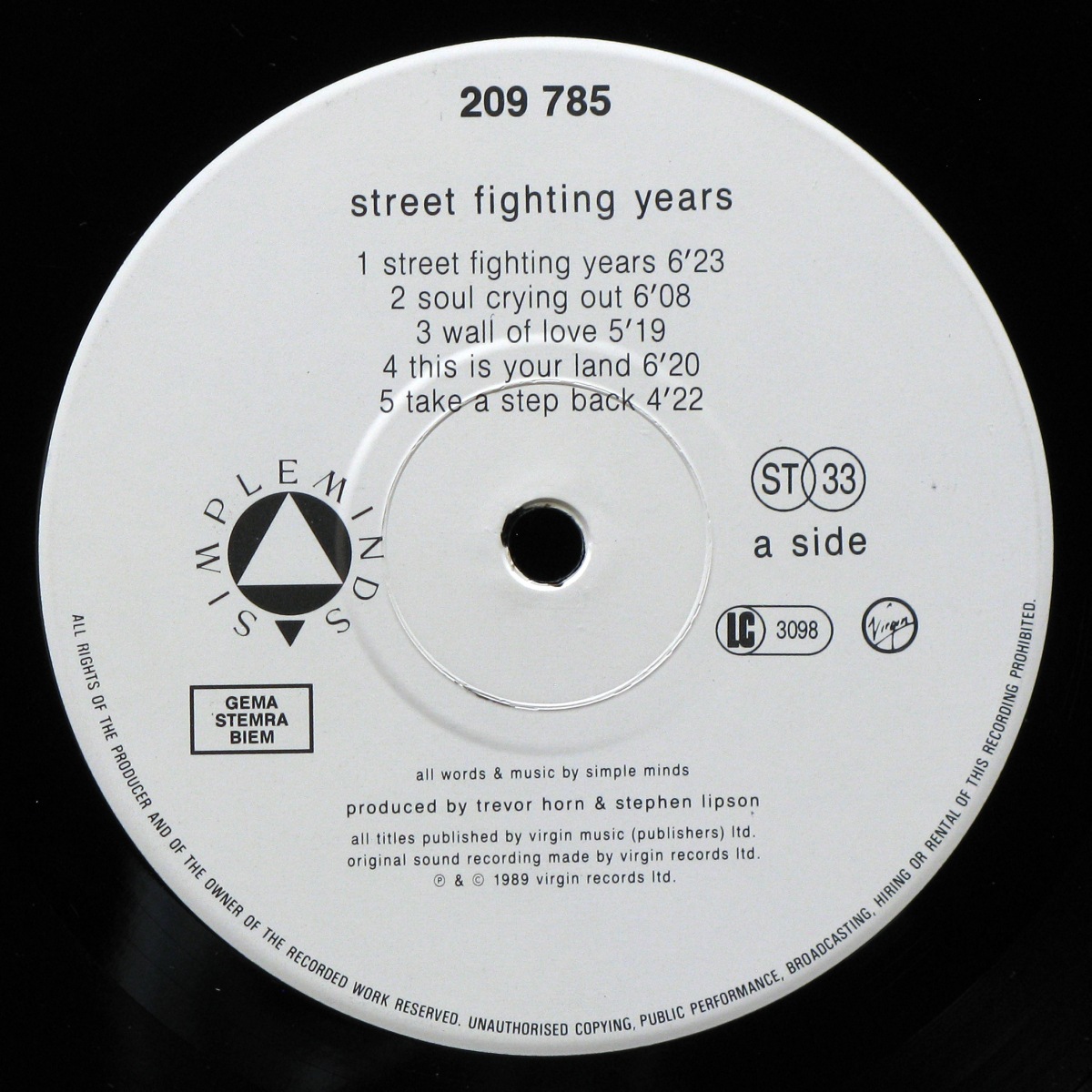 LP Simple Minds — Street Fighting Years фото 2