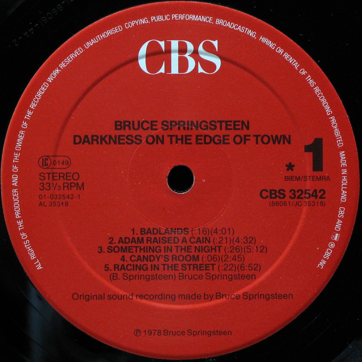 LP Bruce Springsteen — Darkness On The Edge Of Town фото 2