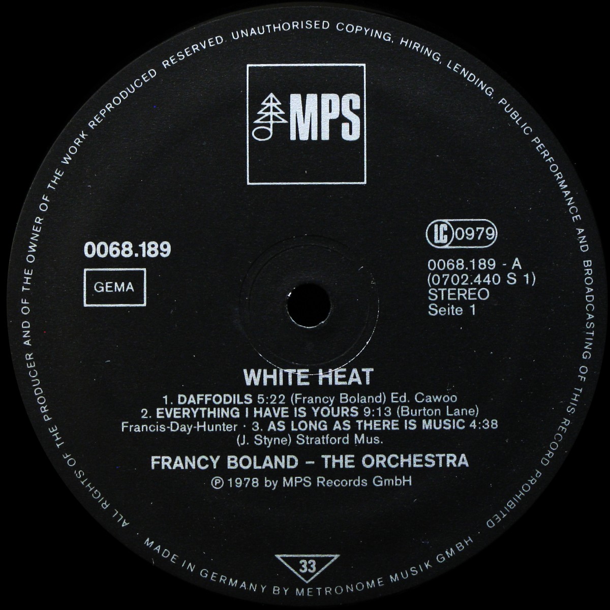 LP Francy Boland & The Orchestra — 3. White Heat фото 2