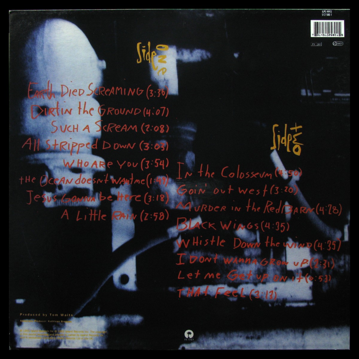LP Tom Waits — Bone Machine (coloured vinyl) фото 2