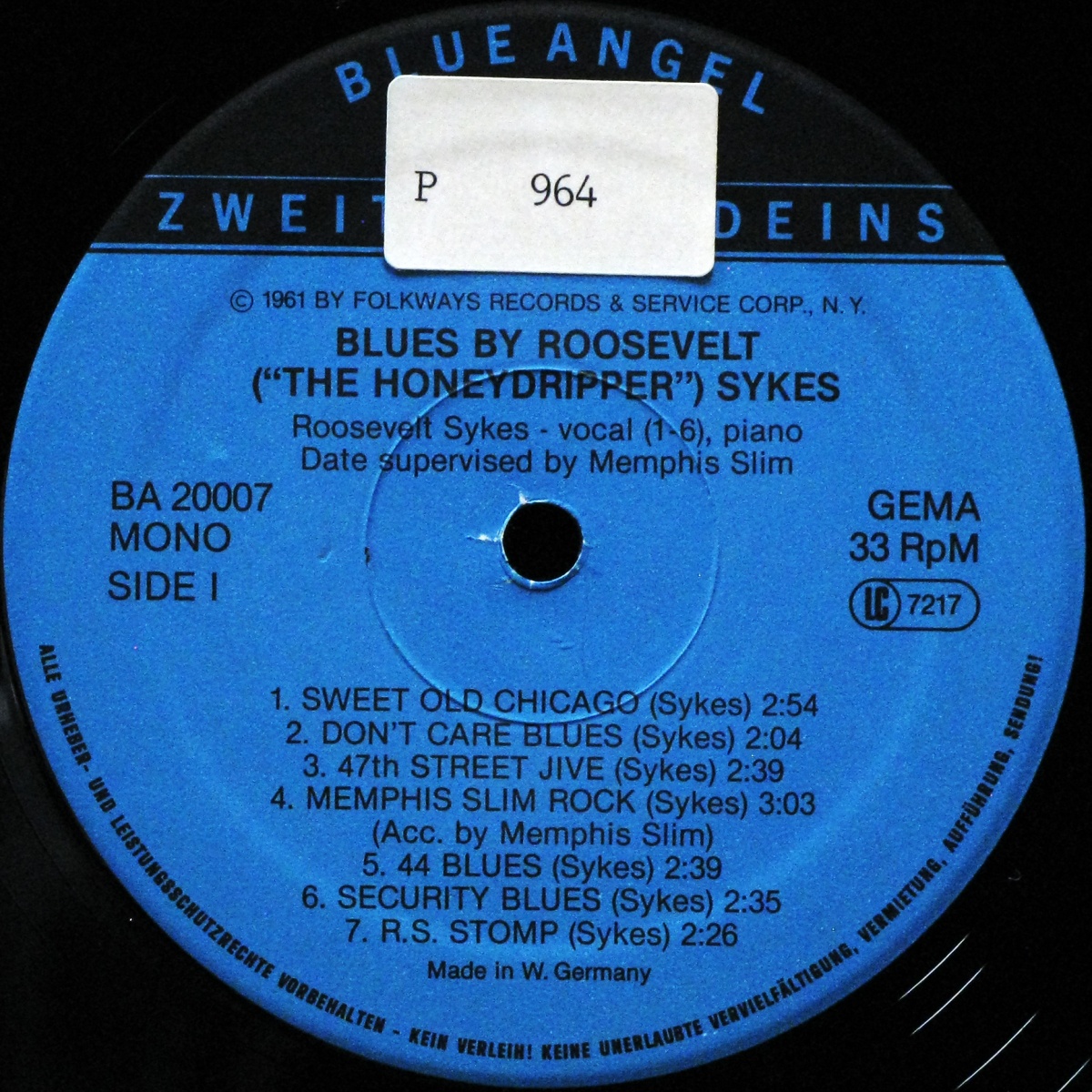 LP Roosevelt Sykes — Blues (mono) фото 2