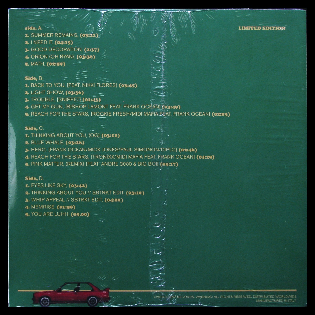 LP Frank Ocean — Unreleased, Misc. Vol. 3 (coloured vinyl, 2LP) фото 2