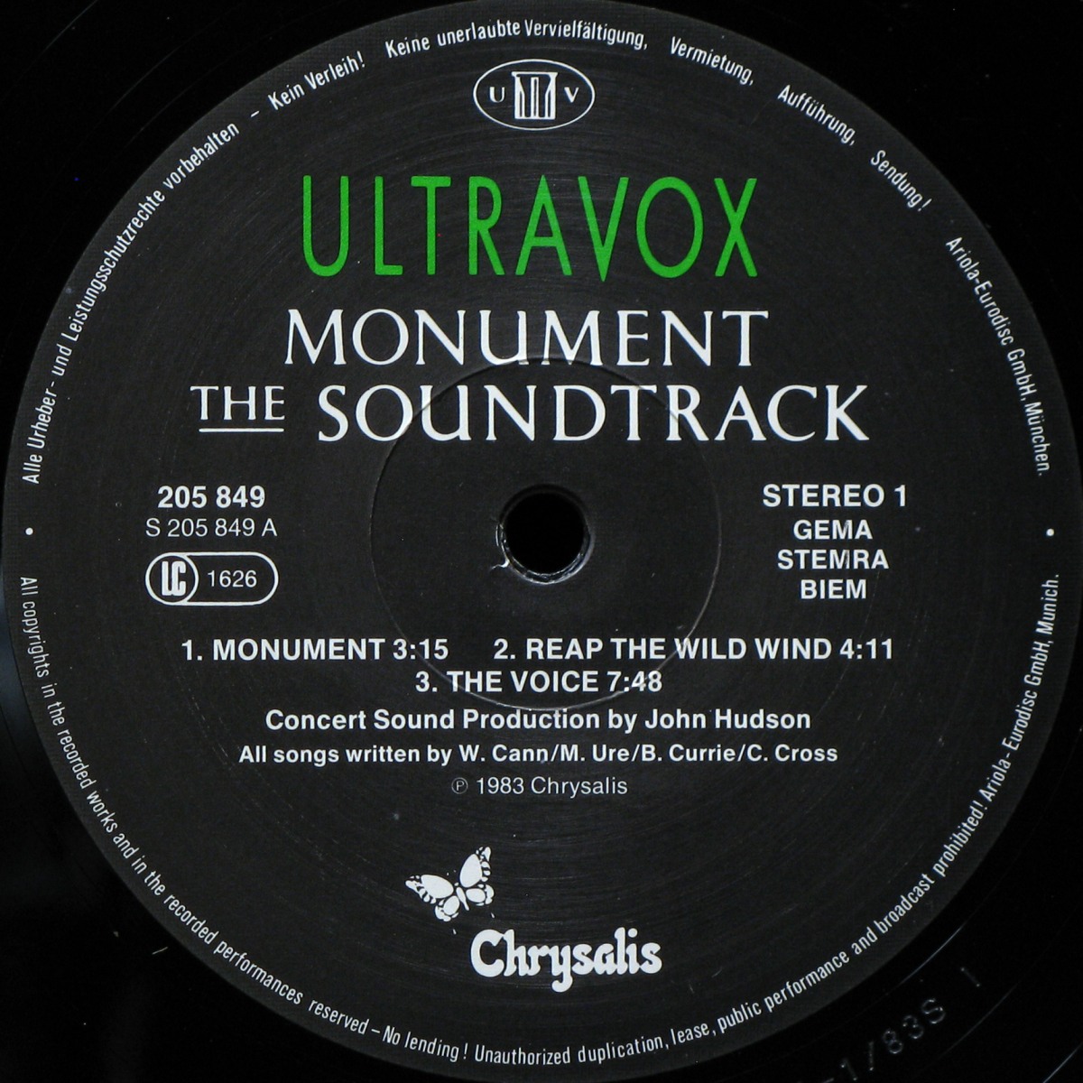 LP Ultravox — Monument The Soundtrack фото 2