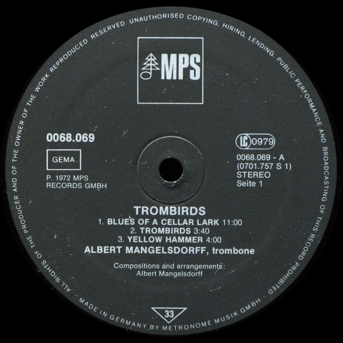 LP Albert Mangelsdorff — Trombirds фото 2